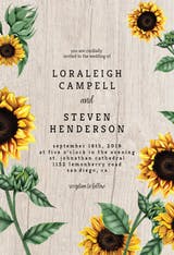 Sunflowers and wood - Wedding Invitation